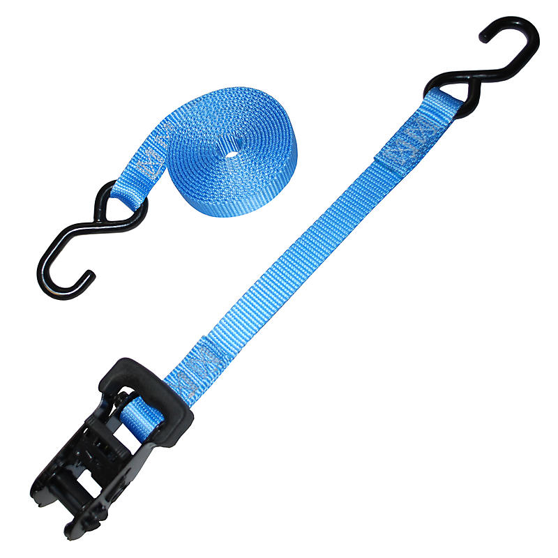 1" Heavy Duty Rubber Handle Ratchet Strap w/ S-Hooks