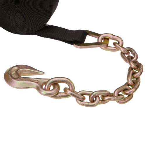2" x 30' Black Ratchet Strap w/ Chain Extension