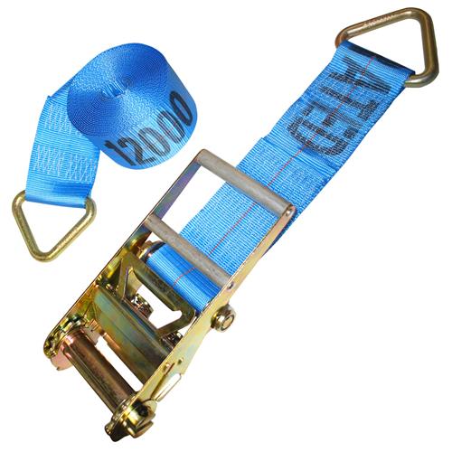 4" x 30' Yellow Ratchet Strap w/ D Rings