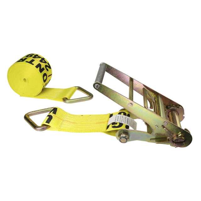 4" x 30' Yellow Ratchet Strap w/ D Rings
