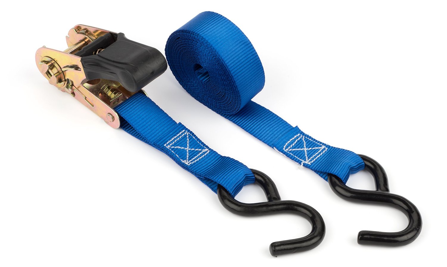 25mm x 1000kg ratchet tie down with black S hooks