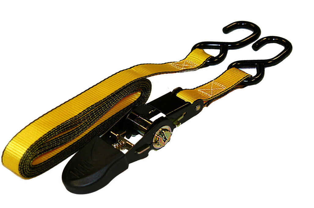 25mm Heavy Duty Rubber Handle Ratchet Strap w/ S-Hooks