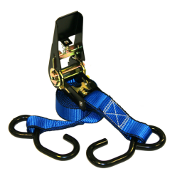 25mm x 1000kg ratchet tie down with black S hooks