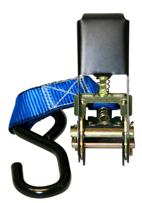25mm x 1000kg ratchet tie down with black S hooks