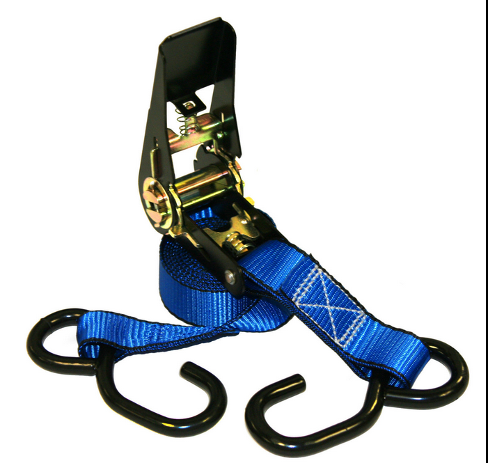 25mm x 1000kg ratchet tie down with black S hooks