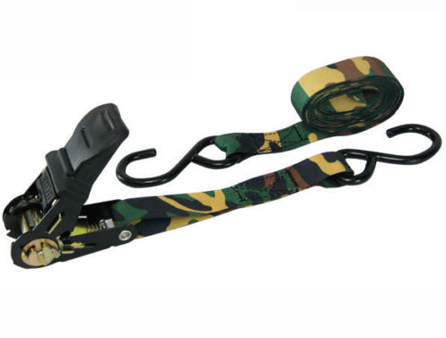 25mm x 1000kg Camo Ratchet straps with  black S hooks