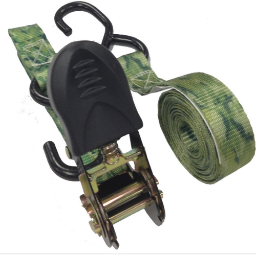 25mm x 1000kg Camo Ratchet straps with black S hooks
