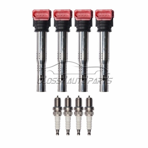 4 Pack IGNITION COIL SET SPARK PLUGS For NGK Audi TT Q5 Allroad A5 A4 A3 VW Passat Jetta Golf/GTI/Rabbit Eos CC Beetle Touareg