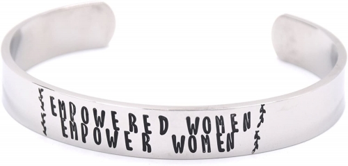 LParkin Empowered Women Empower Women Metal Stamped Stainless Steel Cuff Bracelet