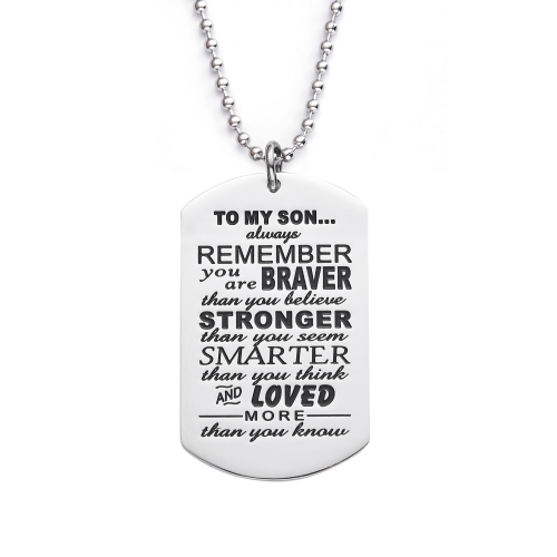 LParkin Son Gifts from Dad Mom Daddy Mommy You are Braver Than You Believe Necklace Jewelry Pendant Dog Tag