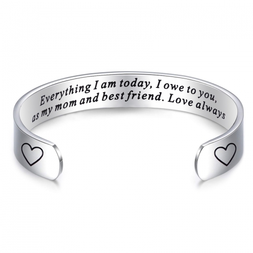 LParkin Mother of The Bride Gift Everything I am Today I Owe to You Cuff Bracelet