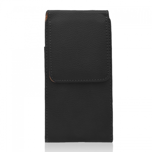 Cowskin PU Leather Flip Waist Phone Bag with Card Slots