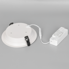 DLH1-8-DP3C-3CCT IP44 120LM/W 22/24/26/28 W 2530/2760/3120/3360 lm Microprism Diffuser  Wattage adjustable and CCT adjustable LED Downlight
