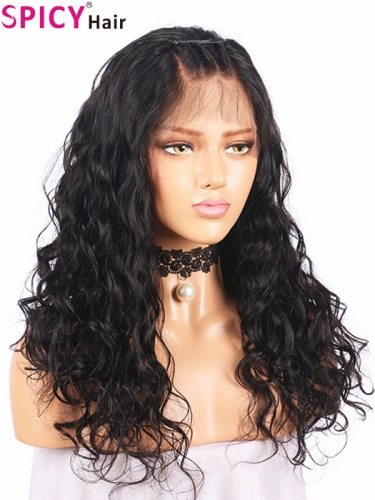 100% humanhair tangle free 200% density water wave 360 lace wig