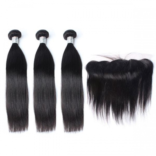 Spicyhair DHL free shipping 3 straight Bundles with 1 piece 13×4 lace frontal