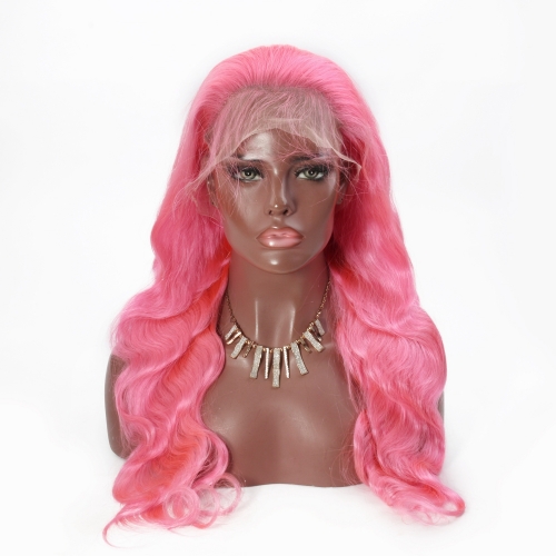 Spicyhair good cheap Pink body wave lace front wig