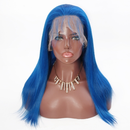 Spicyhair  color wig selling directly by factory Blue Straight lace front wig