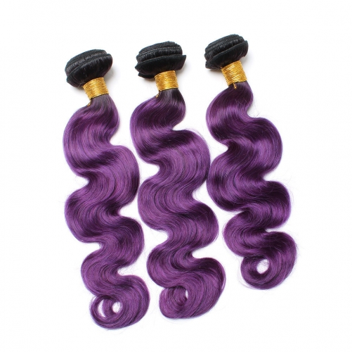 Spicyhair 100% no any mix dark root purple Bodywave human hair Bundles