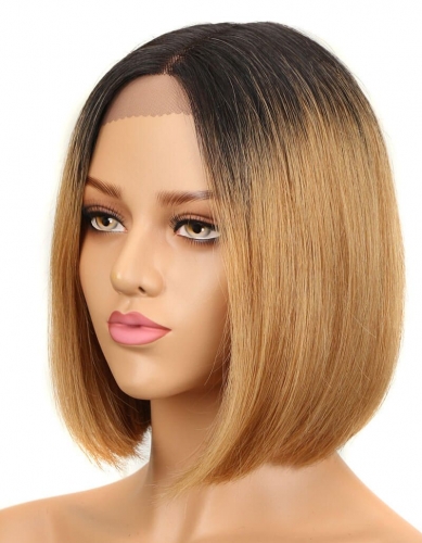 Spicyhair 180% density good looking dark root #27 color straight bob lace front wig