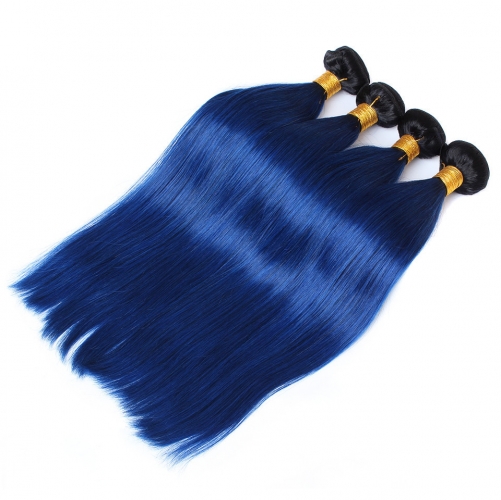 Spicyhair 100% Fashioal Looking 1b/blue Straight human hair Bundles