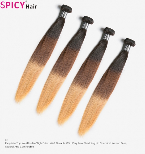 Spicyhair 100% Good Looking 1b#4 #613 Straight human hair Bundles