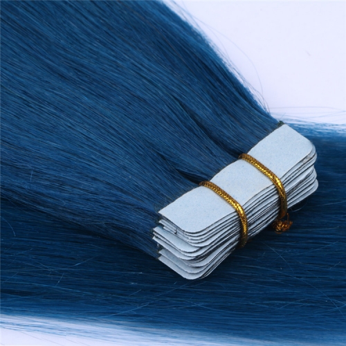 Spicyhair Blue color human hair for sell Tape in hair extension