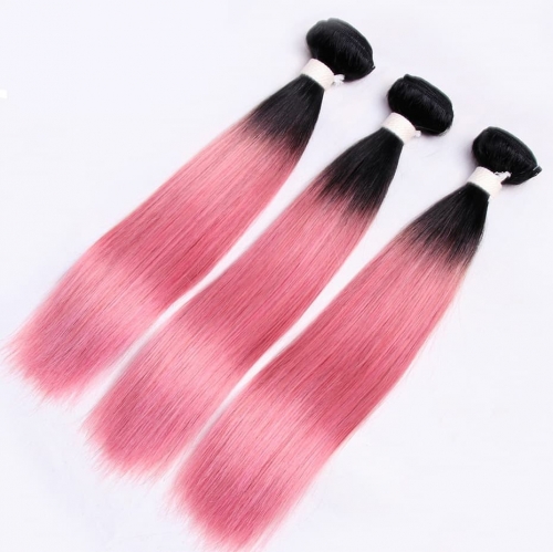 Spicyhair 100% Shipping Free by DHL Lovely Looking darkroot pink Straight human hair One Bundle