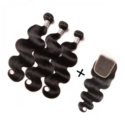 Spicyhair 3 bodywave Bundles with 1 piece 4×4 lace closure