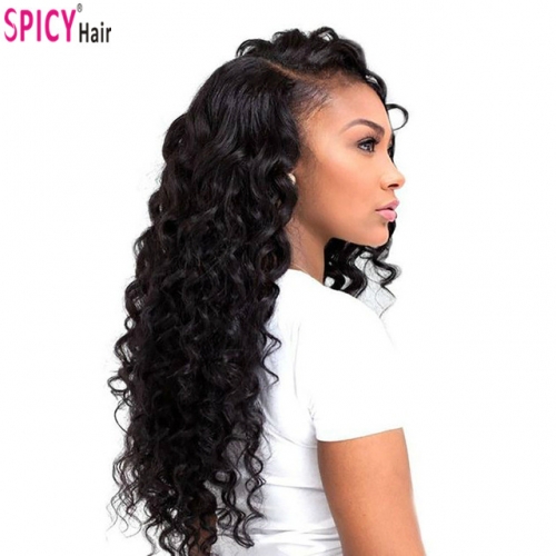 Spicyhair 100% humanhair free shipping tangle free water wave lace front wig