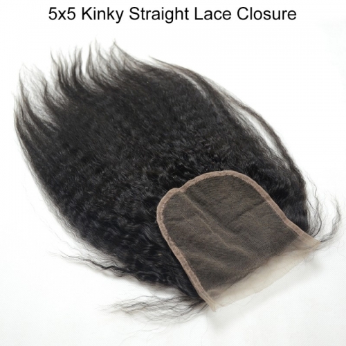 Spicyhair  12ATop Quality Kinky Straight 5×5 lace closure 100% human hair no shedding and tangle free.