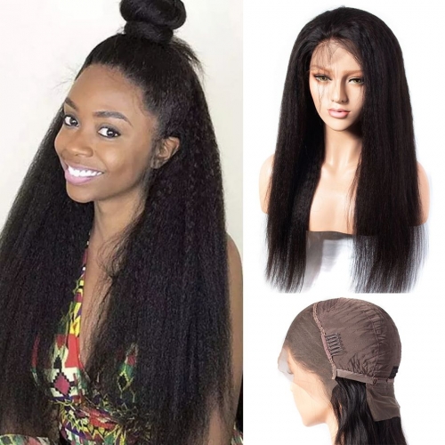 Spicyhair 100% no shedding no glue  kinky straight lace front wig