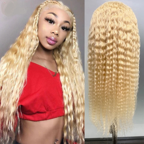 Spicyhair  #613 Blonde Kinky Curly full lace wig transparent lace gluelesss wig Best Quality with good price selling directly from Hair factory.