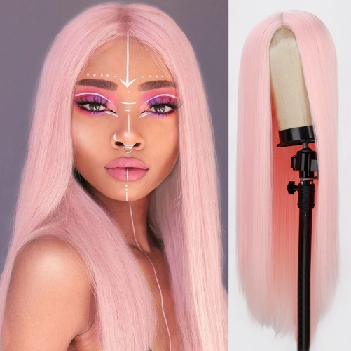 Spicyhair Popular Nice looking color human wigs Light Pink Straight lace front wig
