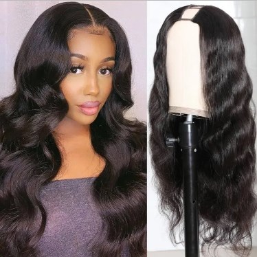 U Part body wave Wig 100% Brazilian Remy Human Hair Wigs 180% Density Natural Color