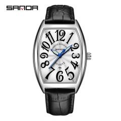 ساعة رجالية تصميم رسمي انيق يحزام جلد طبيعي ماركة ساندا