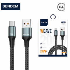 سلك شاحن شركة سينديم يو اس بي الى تايب سي بقوة 200 واط