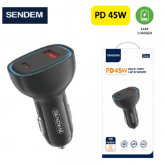 شاحن سيارة من سينديم بقوة 45 واط بمنفذ تايب سي و يو اس بي