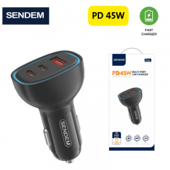 شاحن سيارة من سينديم بقوة 45 واط منفذين تايب سي و منفذ يو اس بي