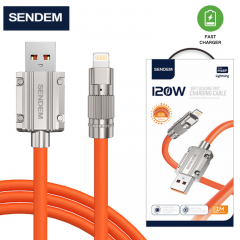 سلك شاحن سيليكون مقاومة عالية من شركة سينديم يو اس بي الى لايتنينق بقوة 120 واط