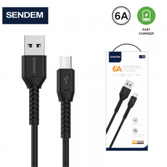 سلك شاحن مقاومة عالية من شركة سينديم يو اس بي الى مايكرو بخاصية الشحن السريع