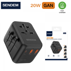 فيش سفر من شركة سينديم بقوة 20 واط متعدد المداخل بمنفذ تايب سي ومنفذين يو اس بي