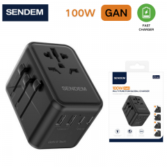 فيش سفر من شركة سينديم بقوة 100 واط متعدد المداخل بمنفذين تايب سي ومنفذين يو اس بي