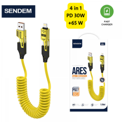 سلك شاحن من شركة سينديم اربعة في واحد يقبل جميع المنافذ بقوة 65 واط