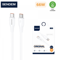 سلك شاحن سيليكون من شركة سينديم تايب سي الى تايب سي بقوة 66 واط بخاصية الشحن السريع