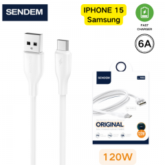 سلك شاحن سيليكون من شركة سينديم يو اس بي الى تايب سي بقوة 120 واط بخاصية الشحن السريع