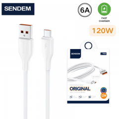 سلك شاحن سيليكون من شركة سينديم يو اس بي الى مايكرو بقوة 120 واط بخاصية الشحن السريع