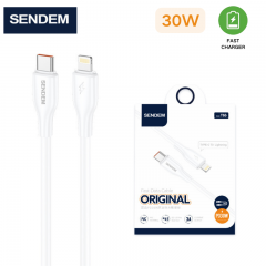 سلك شاحن سيليكون من شركة سينديم تايب سي الى لايتنينق بقوة 30 واط بخاصية الشحن السريع