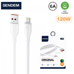 سلك شاحن سيليكون من شركة سينديم يو اس بي الى لايتنينق بقوة 120 واط بخاصية الشحن السريع