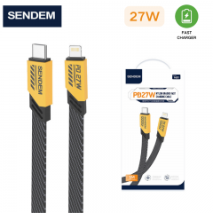 سلك شاحن نايلون مقاومة عالية من شركة سينديم تايب سي الى لايتنينق بقوة 27 واط بخاصية الشحن السريع