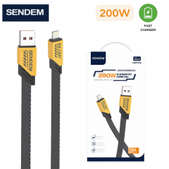 سلك شاحن نايلون مقاومة عالية من شركة سينديم يو اس بي الى لايتنينق بقوة 200 واط بخاصية الشحن السريع